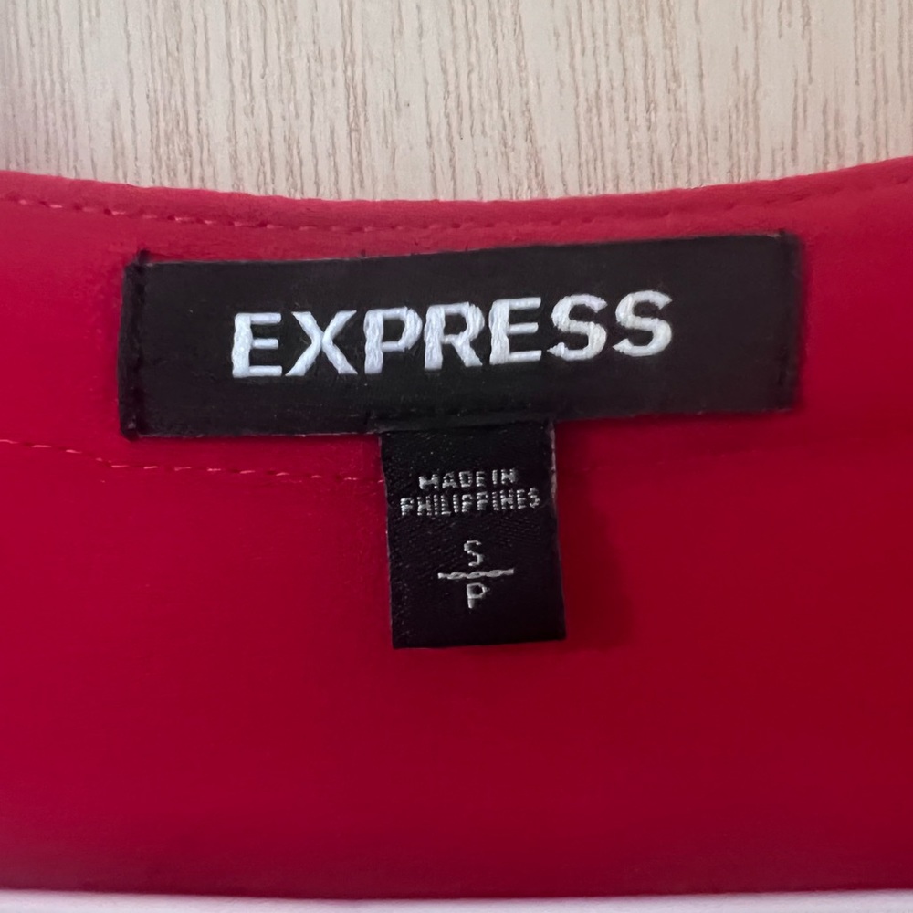 Express 3/4 Button Down Blouse Red - image 3